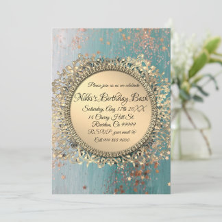 Glittery Stardust auf Blue Personalisiert Birthday Einladung