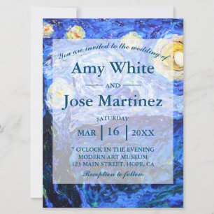 Glittery Starry Night Custom Wedding Invitations