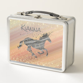 Glittery Starry Unicorn Metall Brotdose
