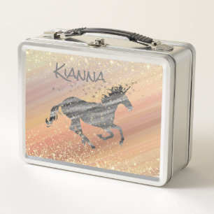 Glittery Starry Unicorn Metall Brotdose