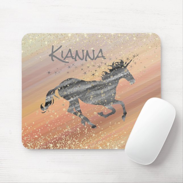 Glittery Starry Unicorn Mousepad (Mit Mouse)