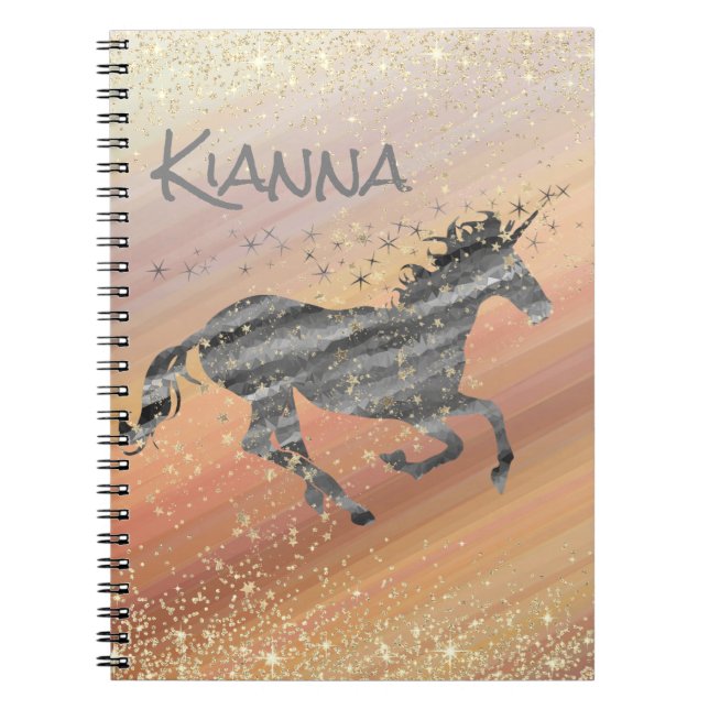 Glittery Starry Unicorn Personalisiert Notizblock (Vorderseite)