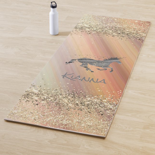 Glittery Starry Unicorn Personalisiert Yogamatte (Beispiel)