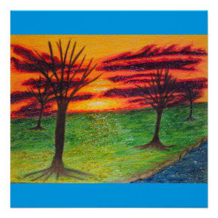 Glittery Sunset Perfect Poster