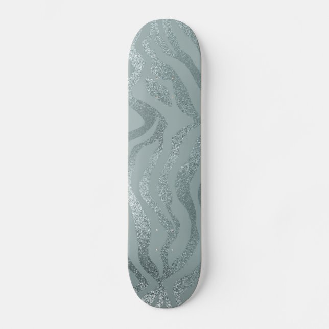 Glittery Tiger Stripes Skateboard (Vorderseite)