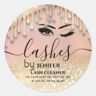 Glittery Tropfen wink lash verlängernde Lasche rei Runder Aufkleber