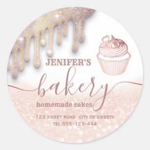 Glittery Tropfens cupcake Koch Skript-Bäckerei Runder Aufkleber