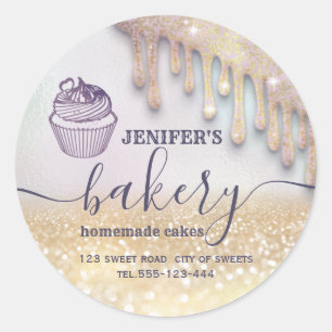 Glittery Tropfens cupcake Koch Skript-Bäckerei Runder Aufkleber