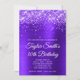 Glittery Violet Lila 30. Geburtstag Einladung