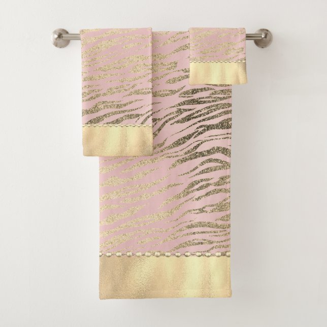 Glittery Zebra Imprimer sur ensemble de serviettes (En situation)
