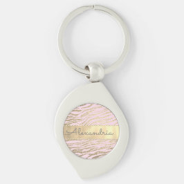 Glittery Zebra Print on Pink Blush Personalisiert Schlüsselanhänger