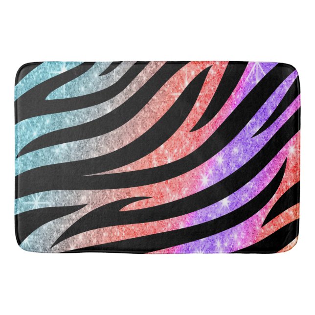 Glittery Zebra Stripes Pattern Badematte (Vorderseite)