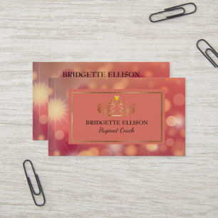 Glitting Pink Red Gold Shiny Pageant Coach Visitenkarte
