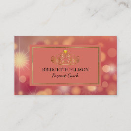 Glitting Pink Red Gold Shiny Pageant Coach Visitenkarte