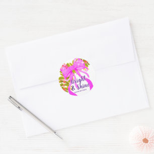 Glitting Pink Ribbon Weihnachten Runder Aufkleber