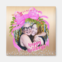 Glitting Pink Ribbon Weihnachtsgold