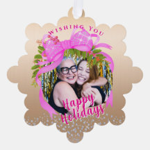 Glitting Pink Ribbon Weihnachtskarte