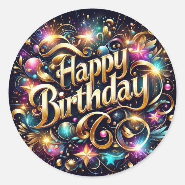 Glittre Birthday Aufkleber : Geburtstag (Vorderseite)
