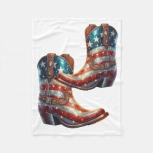 Glitz Amerikanische Flagge Cowboy-Stiefel Fleecedecke