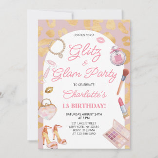 Glitz and Glam Party Birthday Party Einladung