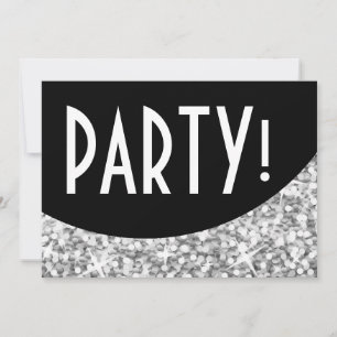 Glitz "Argent" courbe noire "Parti" invitation