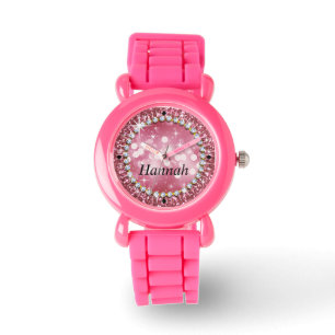 Glitz bezauberndes Bling Glitzer-Rosa Armbanduhr