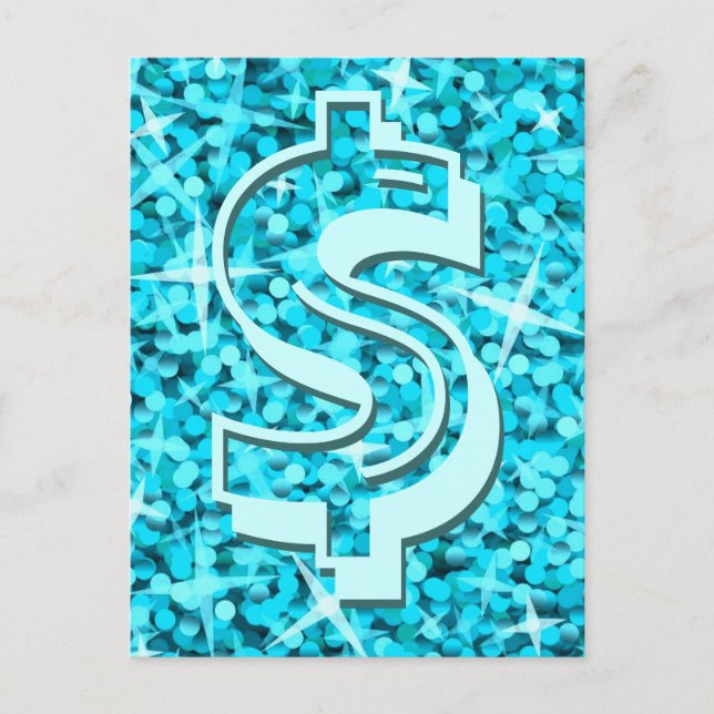 Glitz Blue Dollar Postkarte (Vorderseite)