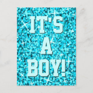 Glitz Blue 'It's a Boy!' 'Your Text' Postkarte