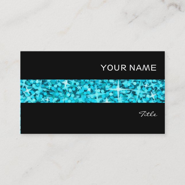 Glitz Blue Stripe Visitenkarte schwarz (Vorderseite)