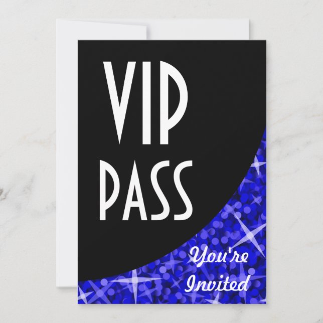 Glitz Dark Blue courbe noire invitation "VIP Pass" (Devant)
