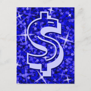 Glitz Dark Blue Dollar Postkarte