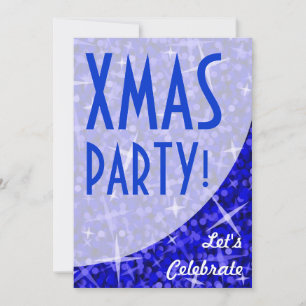 Glitz Dark Blue Kurve "Xmas Party" Einladung! Einladung