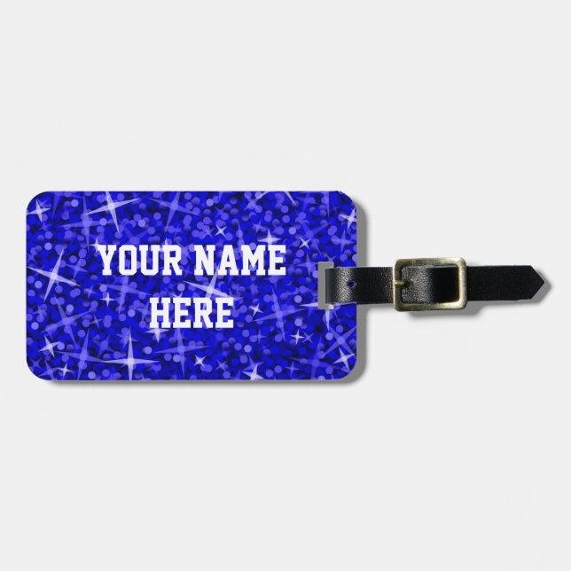 Glitz Dark Blue "Name" Gepäckanhänger (Vorderseite horizontal)