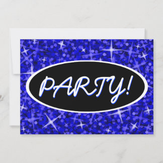 Glitz Dark Blue 'Party', schwarz ovale Einladung! Einladung