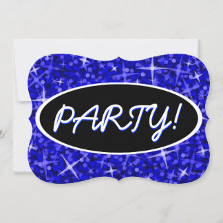 Glitz Dark Blue 'Party', schwarze ovale Klammer Einladung