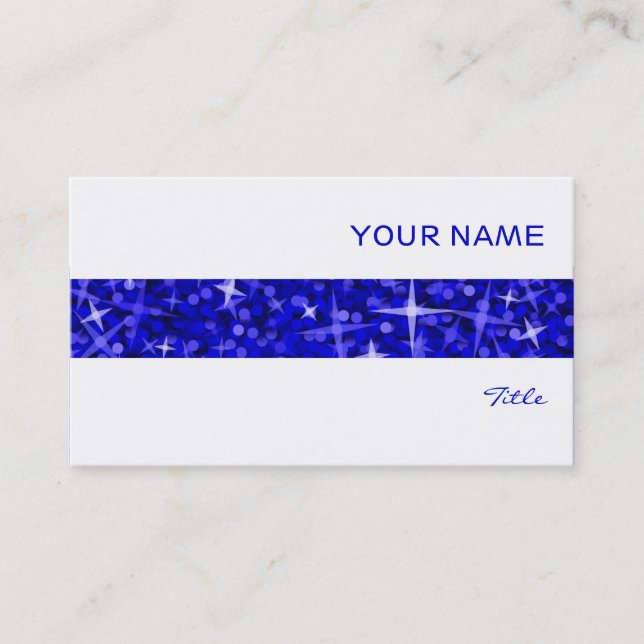 Glitz Dark Blue Strip Visitenkarte weiß (Vorderseite)