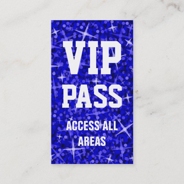 Glitz Dark Blue "VIP PASS" Visitenkarte (Vorderseite)