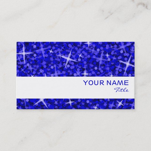 Glitz Dark Blue White Strip Visitenkarte (Vorderseite)