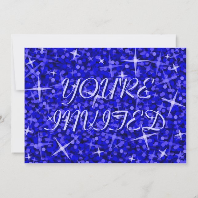 Glitz Dark Blue "You re Invited" blauer Text Einladung (Vorderseite)