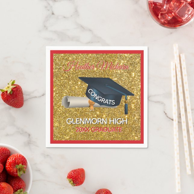 Glitz! Fun, Custom Graduation Paper Napkin Serviette (Beispiel)