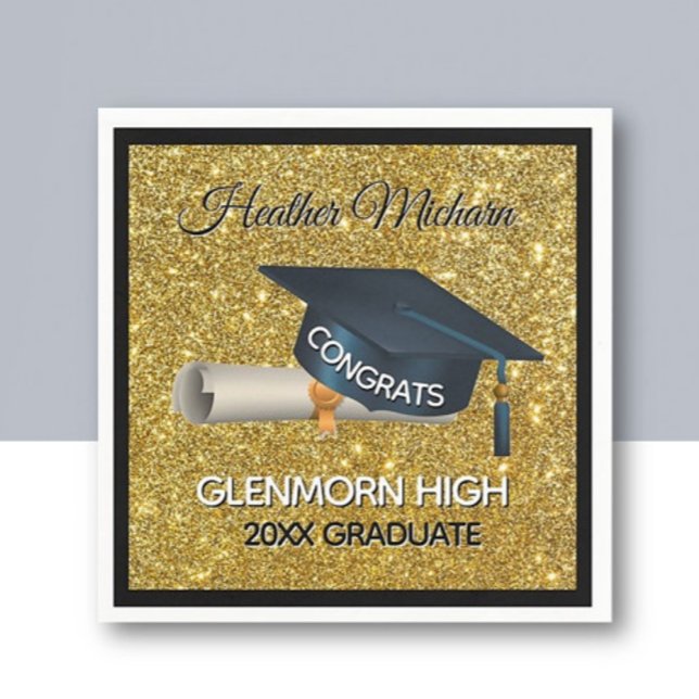 Glitz! Fun, Custom Graduation Paper Napkin Serviette (Von Creator hochgeladen)