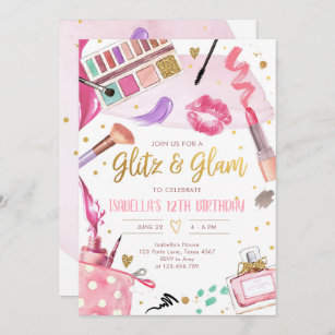 Glitz Glam Glamour Wellness-Center Party Girl Make Einladung