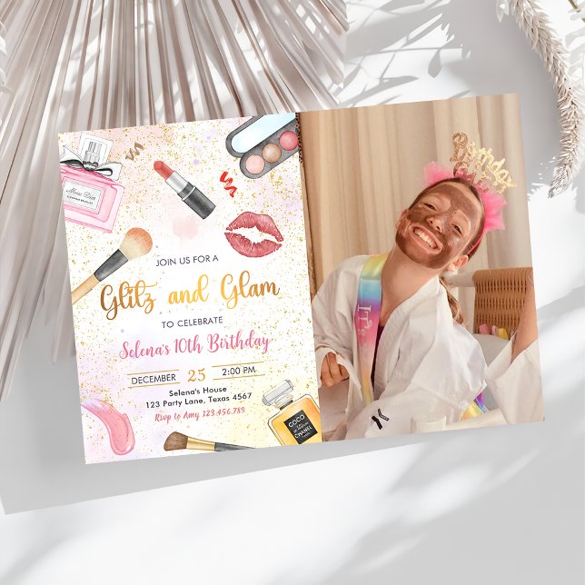 Glitz Glam Glamour Wellness-Center Party Makeup Ge Einladung (Von Creator hochgeladen)