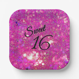 Glitz Glam Glitzer Pink Sweet 16 Paper Teller! Pappteller