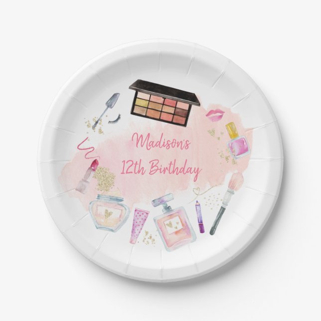 Glitz & Glam Pink Gold Wellness-Center Geburtstag Pappteller (Vorderseite)