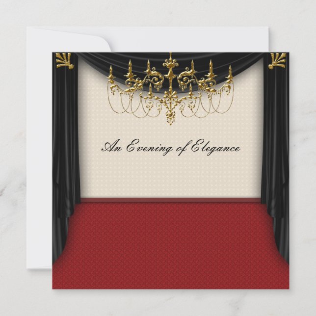 Glitz Glamor Black Cravate Prom Invitations (Devant)