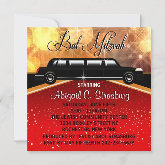 Glitz Glamour Red Carpet Movie Star Einladungen (Vorderseite)