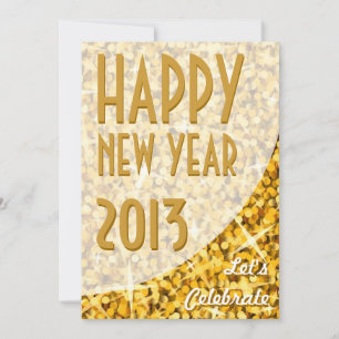 Glitz "Gold" courbe "Bonne année" invitation