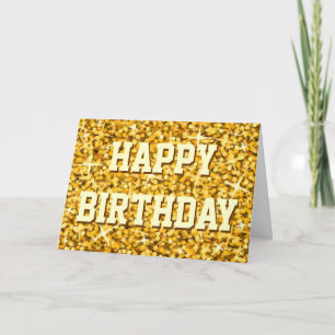 Glitz "Gold" "Happy Birthday" vorne & im Text Karte
