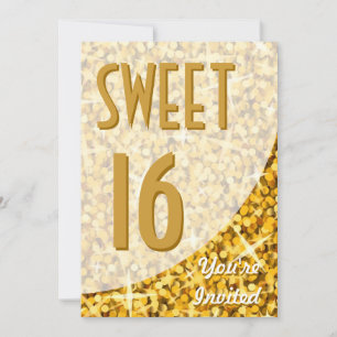 Glitz "Gold" Kurve "Sweet 16" Einladung